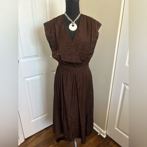 Banana Republic Chocolate Brown Sleeveless Midi Dress S Small 4 6